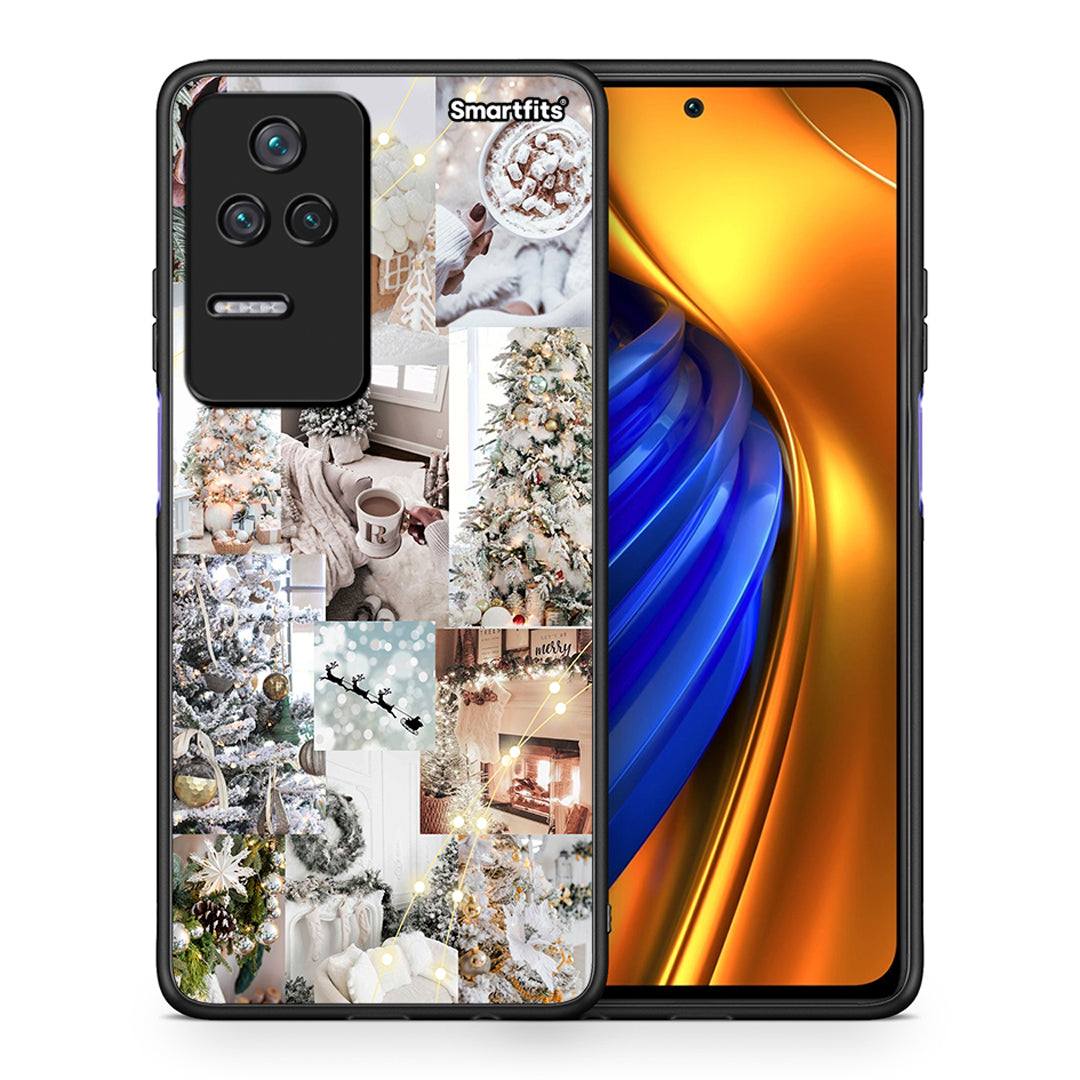 Θήκη Xiaomi Poco F4 / Redmi K40S White Christmas από τη Smartfits με σχέδιο στο πίσω μέρος και μαύρο περίβλημα | Xiaomi Poco F4 / Redmi K40S White Christmas case with colorful back and black bezels