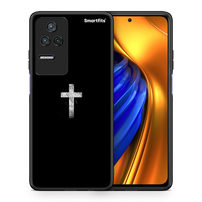 Θήκη Xiaomi Poco F4 / Redmi K40S White Cross από τη Smartfits με σχέδιο στο πίσω μέρος και μαύρο περίβλημα | Xiaomi Poco F4 / Redmi K40S White Cross case with colorful back and black bezels