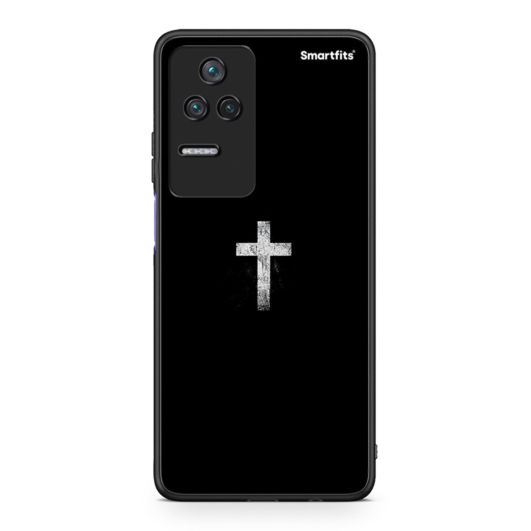 Xiaomi Poco F4 / Redmi K40S White Cross θήκη από τη Smartfits με σχέδιο στο πίσω μέρος και μαύρο περίβλημα | Smartphone case with colorful back and black bezels by Smartfits
