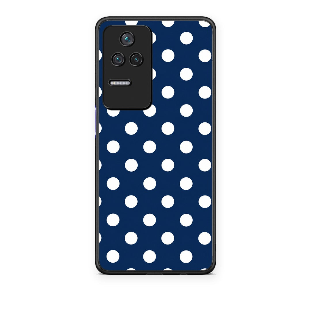Θήκη Xiaomi Poco F4 / Redmi K40S White Large Polka Dots on Navy από τη Smartfits με σχέδιο στο πίσω μέρος και μαύρο περίβλημα | Xiaomi Poco F4 / Redmi K40S White Large Polka Dots on Navy case with colorful back and black bezels