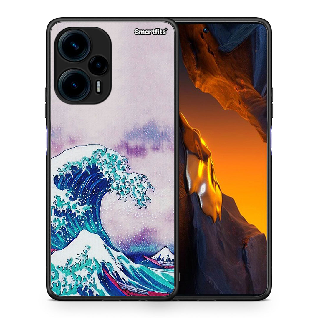 Θήκη Xiaomi Poco F5 5G Blue Waves από τη Smartfits με σχέδιο στο πίσω μέρος και μαύρο περίβλημα | Xiaomi Poco F5 5G Blue Waves Case with Colorful Back and Black Bezels