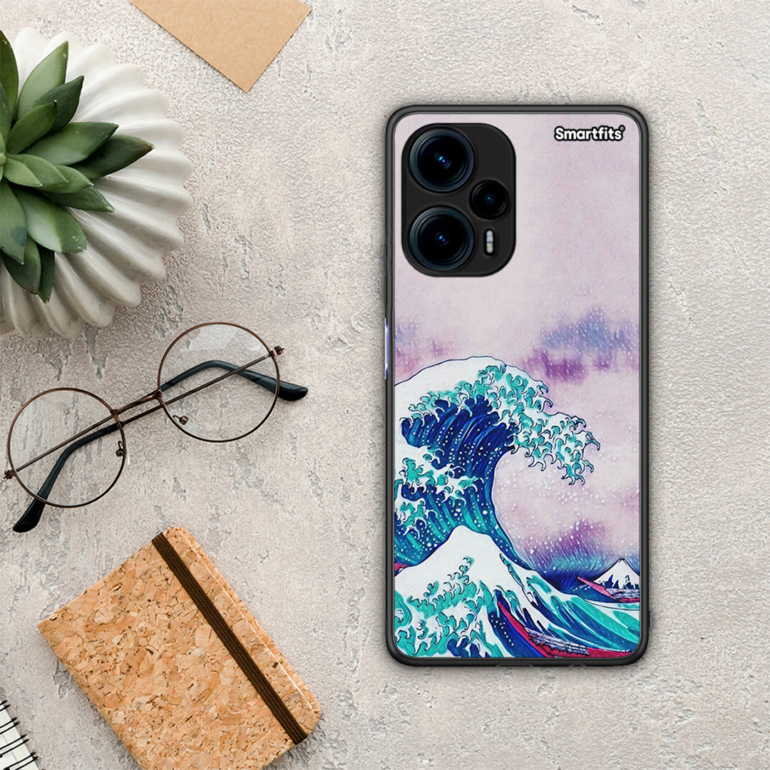 Θήκη Xiaomi Poco F5 5G Blue Waves από τη Smartfits με σχέδιο στο πίσω μέρος και μαύρο περίβλημα | Xiaomi Poco F5 5G Blue Waves Case with Colorful Back and Black Bezels