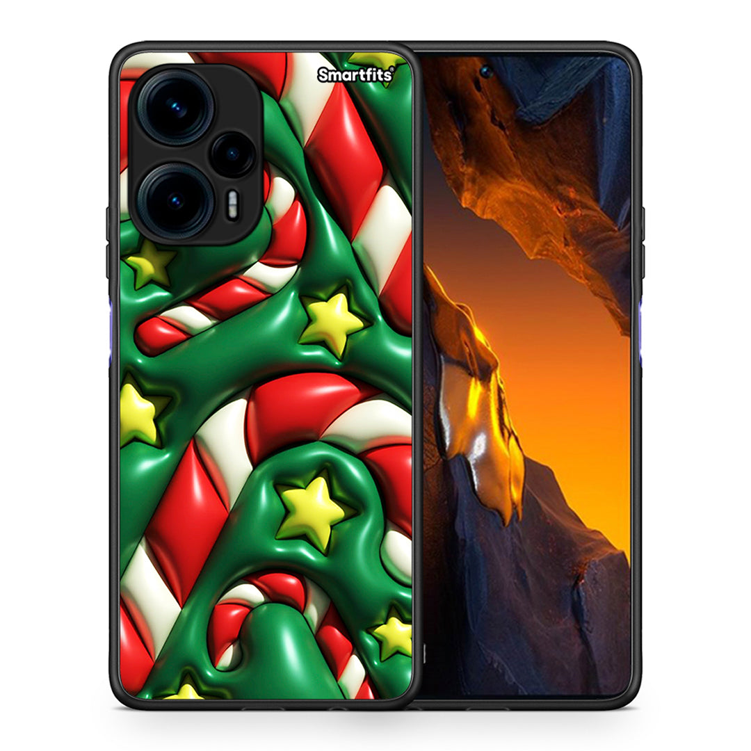 Θήκη Xiaomi Poco F5 5G Christmas Bubbles από τη Smartfits με σχέδιο στο πίσω μέρος και μαύρο περίβλημα | Xiaomi Poco F5 5G Christmas Bubbles Case with Colorful Back and Black Bezels