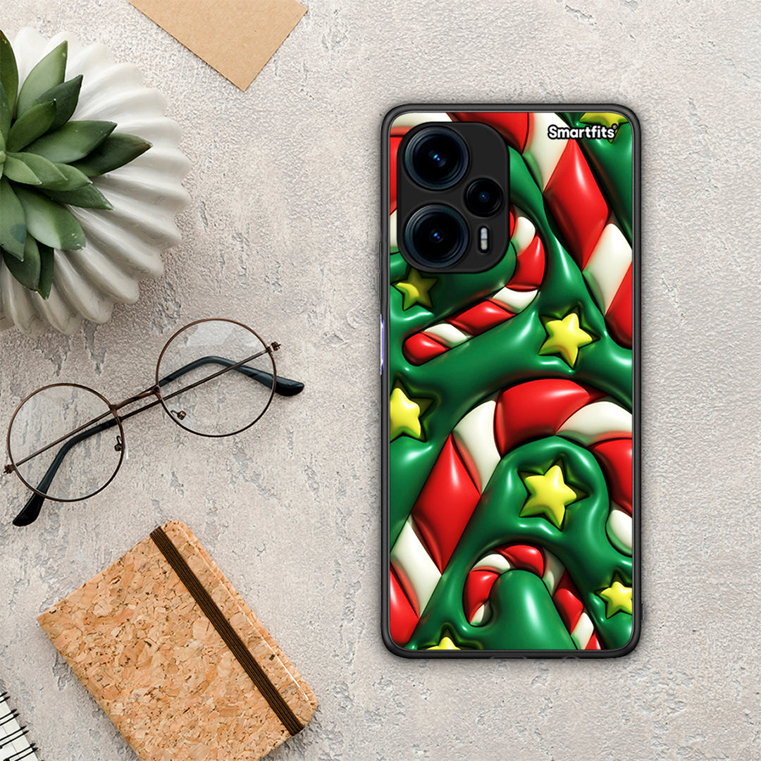 Θήκη Xiaomi Poco F5 5G Christmas Bubbles από τη Smartfits με σχέδιο στο πίσω μέρος και μαύρο περίβλημα | Xiaomi Poco F5 5G Christmas Bubbles Case with Colorful Back and Black Bezels