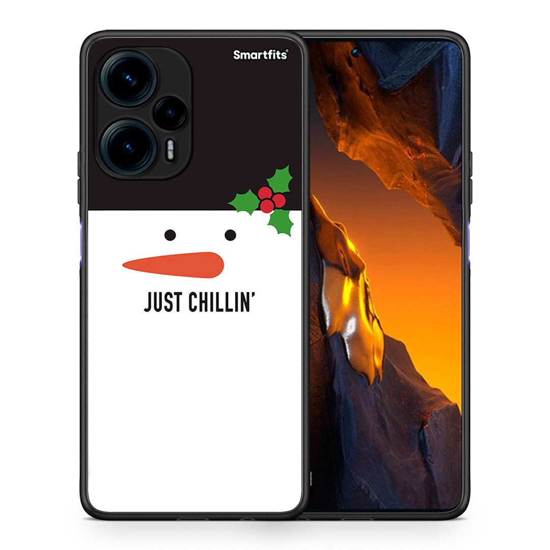 Θήκη Xiaomi Poco F5 5G Christmas Chillin από τη Smartfits με σχέδιο στο πίσω μέρος και μαύρο περίβλημα | Xiaomi Poco F5 5G Christmas Chillin Case with Colorful Back and Black Bezels