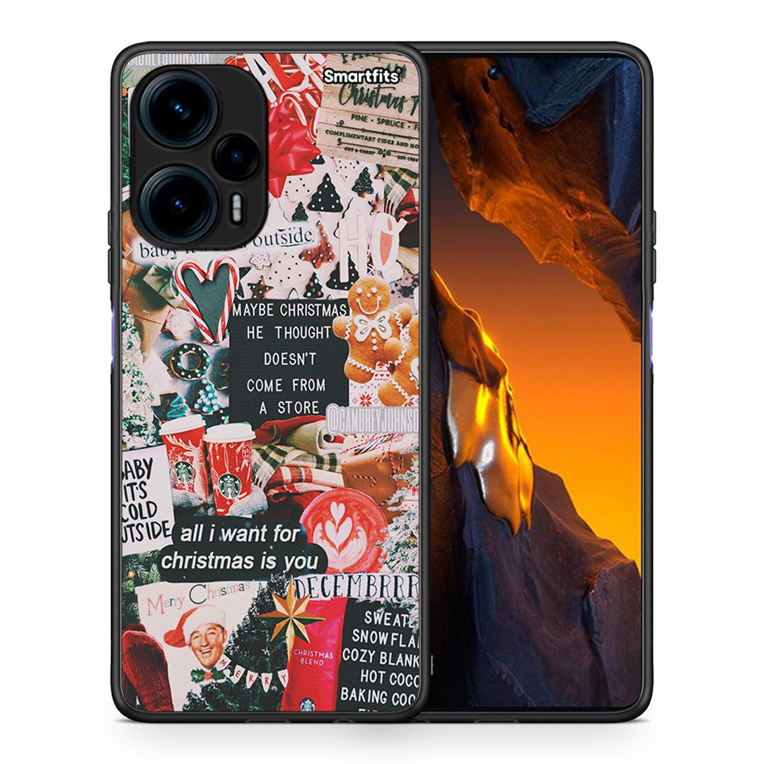 Θήκη Xiaomi Poco F5 5G Christmas Happiness από τη Smartfits με σχέδιο στο πίσω μέρος και μαύρο περίβλημα | Xiaomi Poco F5 5G Christmas Happiness Case with Colorful Back and Black Bezels