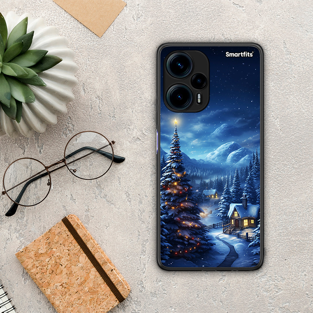 Θήκη Xiaomi Poco F5 5G Christmas Scenery από τη Smartfits με σχέδιο στο πίσω μέρος και μαύρο περίβλημα | Xiaomi Poco F5 5G Christmas Scenery Case with Colorful Back and Black Bezels