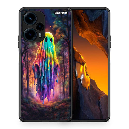 Θήκη Xiaomi Poco F5 5G Halloween Ghost από τη Smartfits με σχέδιο στο πίσω μέρος και μαύρο περίβλημα | Xiaomi Poco F5 5G Halloween Ghost Case with Colorful Back and Black Bezels