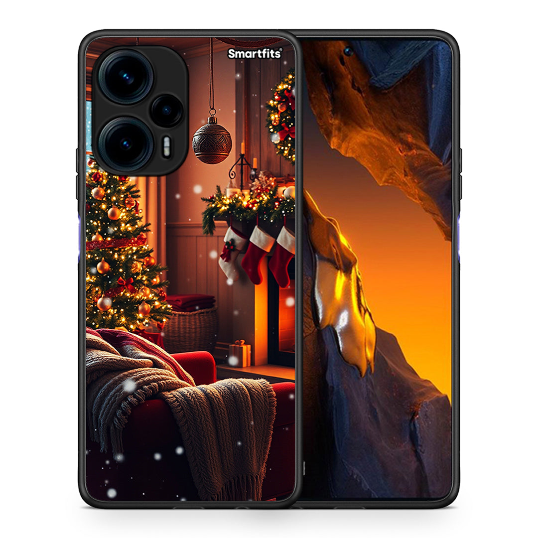 Θήκη Xiaomi Poco F5 5G Home For Christmas από τη Smartfits με σχέδιο στο πίσω μέρος και μαύρο περίβλημα | Xiaomi Poco F5 5G Home For Christmas Case with Colorful Back and Black Bezels