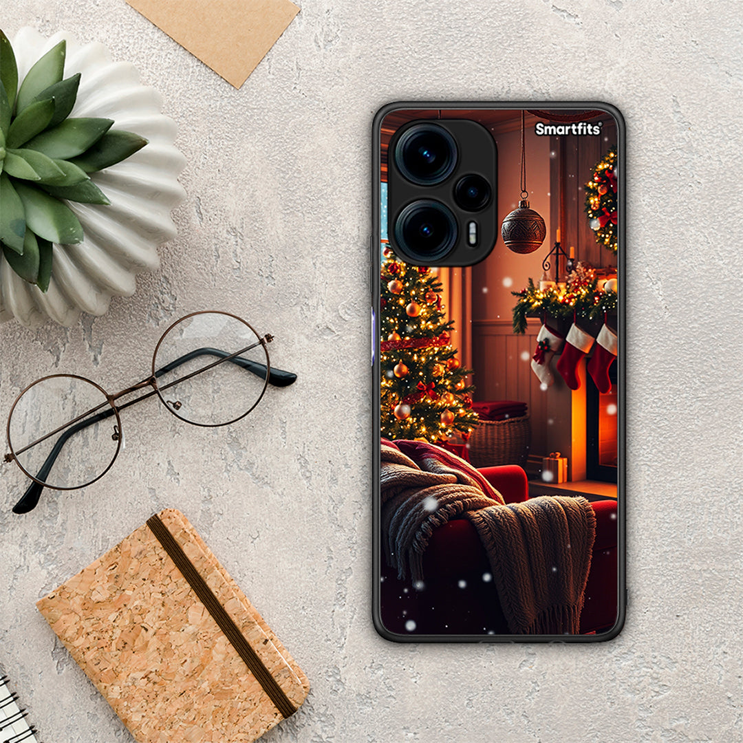 Θήκη Xiaomi Poco F5 5G Home For Christmas από τη Smartfits με σχέδιο στο πίσω μέρος και μαύρο περίβλημα | Xiaomi Poco F5 5G Home For Christmas Case with Colorful Back and Black Bezels