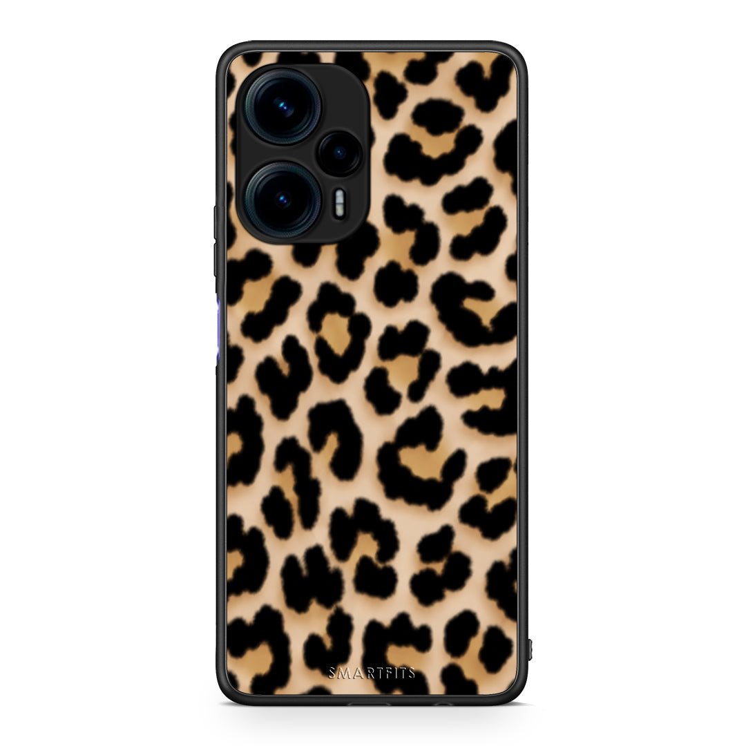 Θήκη Xiaomi Poco F5 5G Leopard Print Tan Small από τη Smartfits με σχέδιο στο πίσω μέρος και μαύρο περίβλημα | Xiaomi Poco F5 5G Leopard Print Tan Small case with colorful back and black bezels