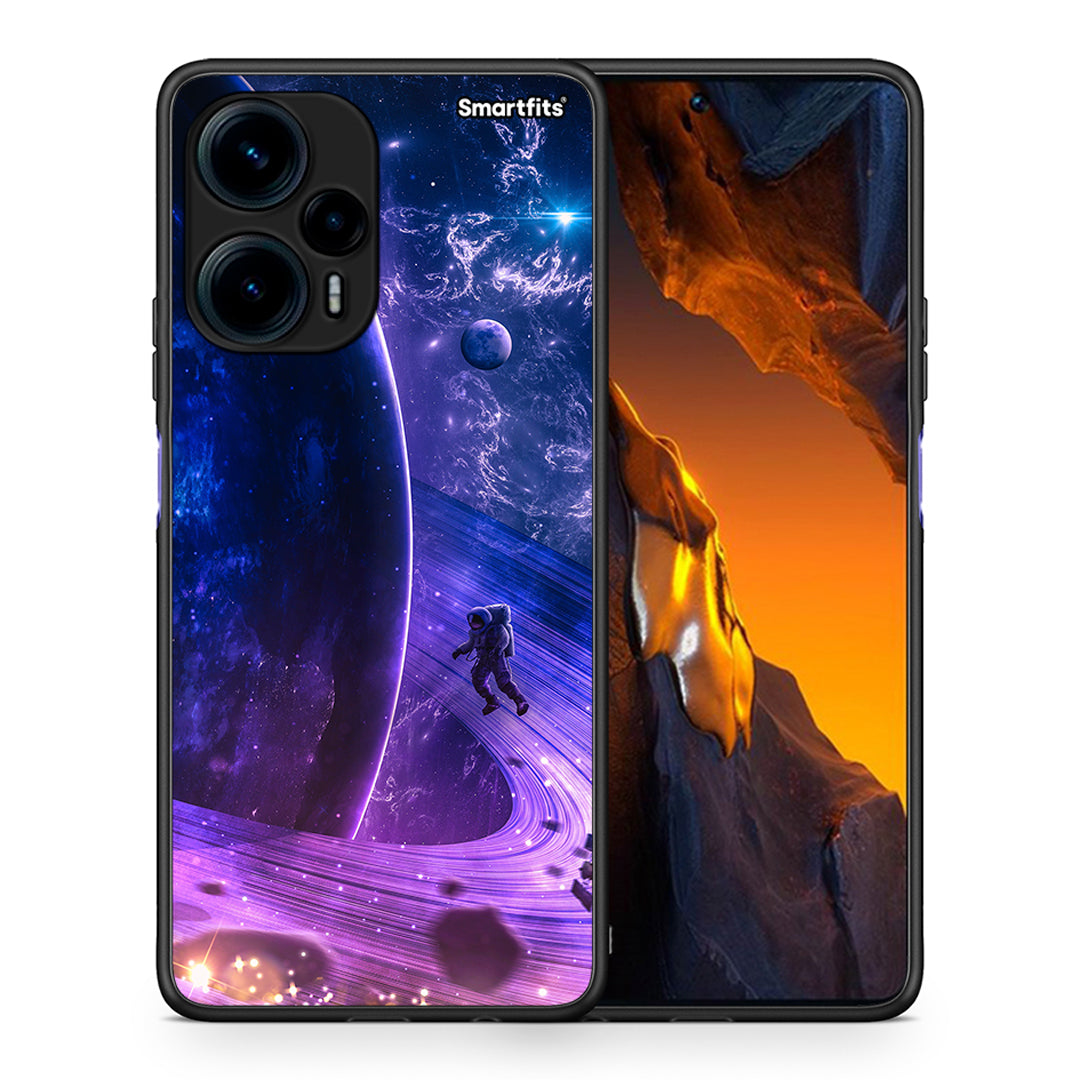 Θήκη Xiaomi Poco F5 5G Lost Astronaut από τη Smartfits με σχέδιο στο πίσω μέρος και μαύρο περίβλημα | Xiaomi Poco F5 5G Lost Astronaut Case with Colorful Back and Black Bezels