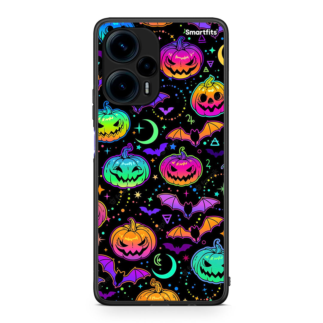 Θήκη Xiaomi Poco F5 5G Neon Halloween από τη Smartfits με σχέδιο στο πίσω μέρος και μαύρο περίβλημα | Xiaomi Poco F5 5G Neon Halloween Case with Colorful Back and Black Bezels