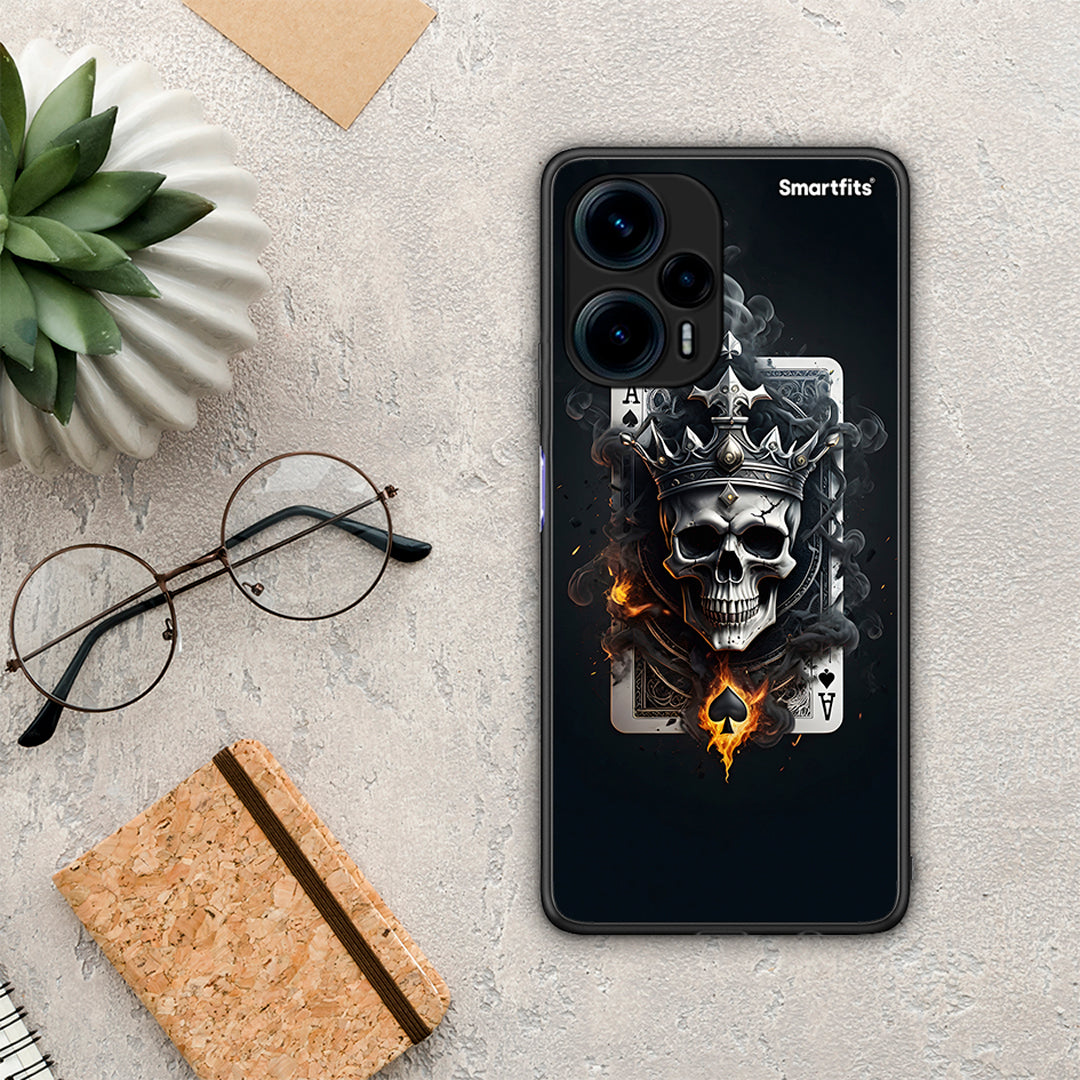 Θήκη Xiaomi Poco F5 5G Skull King Ace από τη Smartfits με σχέδιο στο πίσω μέρος και μαύρο περίβλημα | Xiaomi Poco F5 5G Skull King Ace Case with Colorful Back and Black Bezels