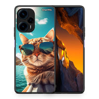 Thumbnail for Θήκη Xiaomi Poco F5 5G Summer Cat από τη Smartfits με σχέδιο στο πίσω μέρος και μαύρο περίβλημα | Xiaomi Poco F5 5G Summer Cat Case with Colorful Back and Black Bezels