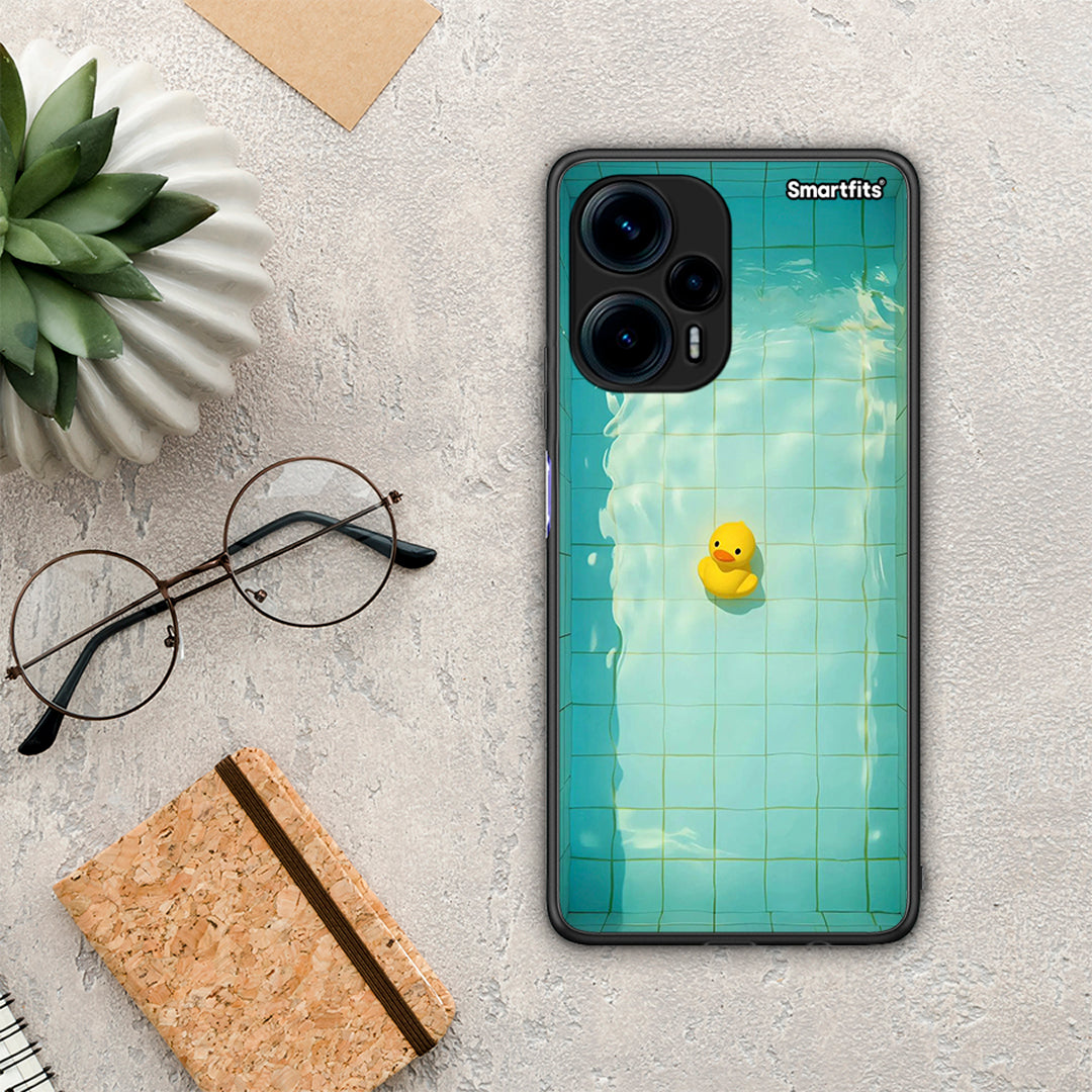 Θήκη Xiaomi Poco F5 5G Yellow Duck από τη Smartfits με σχέδιο στο πίσω μέρος και μαύρο περίβλημα | Xiaomi Poco F5 5G Yellow Duck Case with Colorful Back and Black Bezels