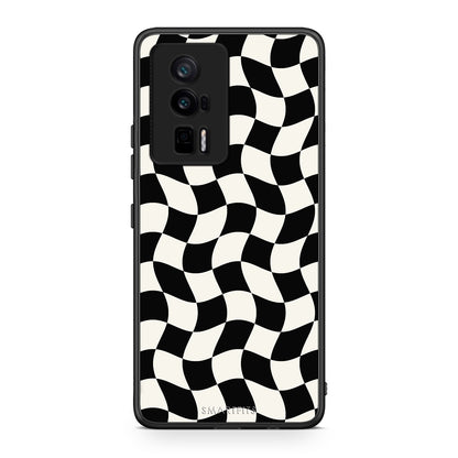 Θήκη Xiaomi Poco F5 Pro / Redmi K60 Pro Black and Cream Wavy Checkerboard από τη Smartfits με σχέδιο στο πίσω μέρος και μαύρο περίβλημα | Xiaomi Poco F5 Pro / Redmi K60 Pro Black and Cream Wavy Checkerboard case with colorful back and black bezels