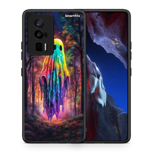Θήκη Xiaomi Poco F5 Pro / Redmi K60 Pro Halloween Ghost από τη Smartfits με σχέδιο στο πίσω μέρος και μαύρο περίβλημα | Xiaomi Poco F5 Pro / Redmi K60 Pro Halloween Ghost Case with Colorful Back and Black Bezels
