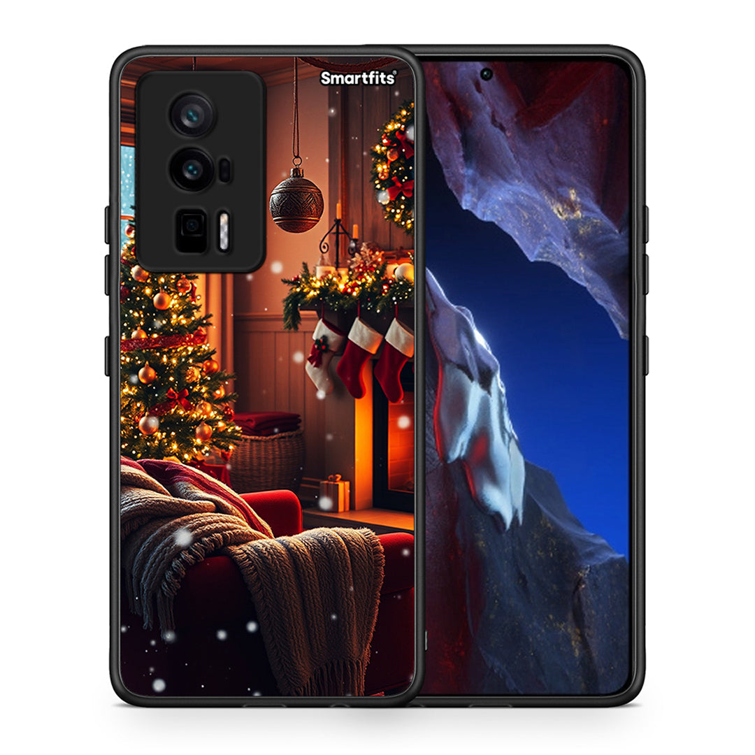 Θήκη Xiaomi Poco F5 Pro / Redmi K60 Pro Home For Christmas από τη Smartfits με σχέδιο στο πίσω μέρος και μαύρο περίβλημα | Xiaomi Poco F5 Pro / Redmi K60 Pro Home For Christmas Case with Colorful Back and Black Bezels