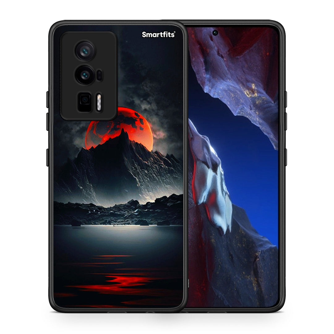 Θήκη Xiaomi Poco F5 Pro / Redmi K60 Pro Red Full Moon από τη Smartfits με σχέδιο στο πίσω μέρος και μαύρο περίβλημα | Xiaomi Poco F5 Pro / Redmi K60 Pro Red Full Moon Case with Colorful Back and Black Bezels