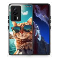 Thumbnail for Θήκη Xiaomi Poco F5 Pro / Redmi K60 Pro Summer Cat από τη Smartfits με σχέδιο στο πίσω μέρος και μαύρο περίβλημα | Xiaomi Poco F5 Pro / Redmi K60 Pro Summer Cat Case with Colorful Back and Black Bezels