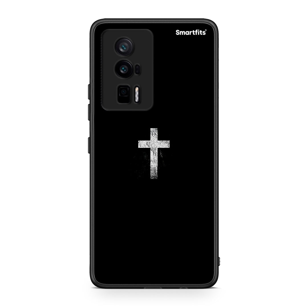 Θήκη Xiaomi Poco F5 Pro / Redmi K60 Pro White Cross από τη Smartfits με σχέδιο στο πίσω μέρος και μαύρο περίβλημα | Xiaomi Poco F5 Pro / Redmi K60 Pro White Cross Case with Colorful Back and Black Bezels