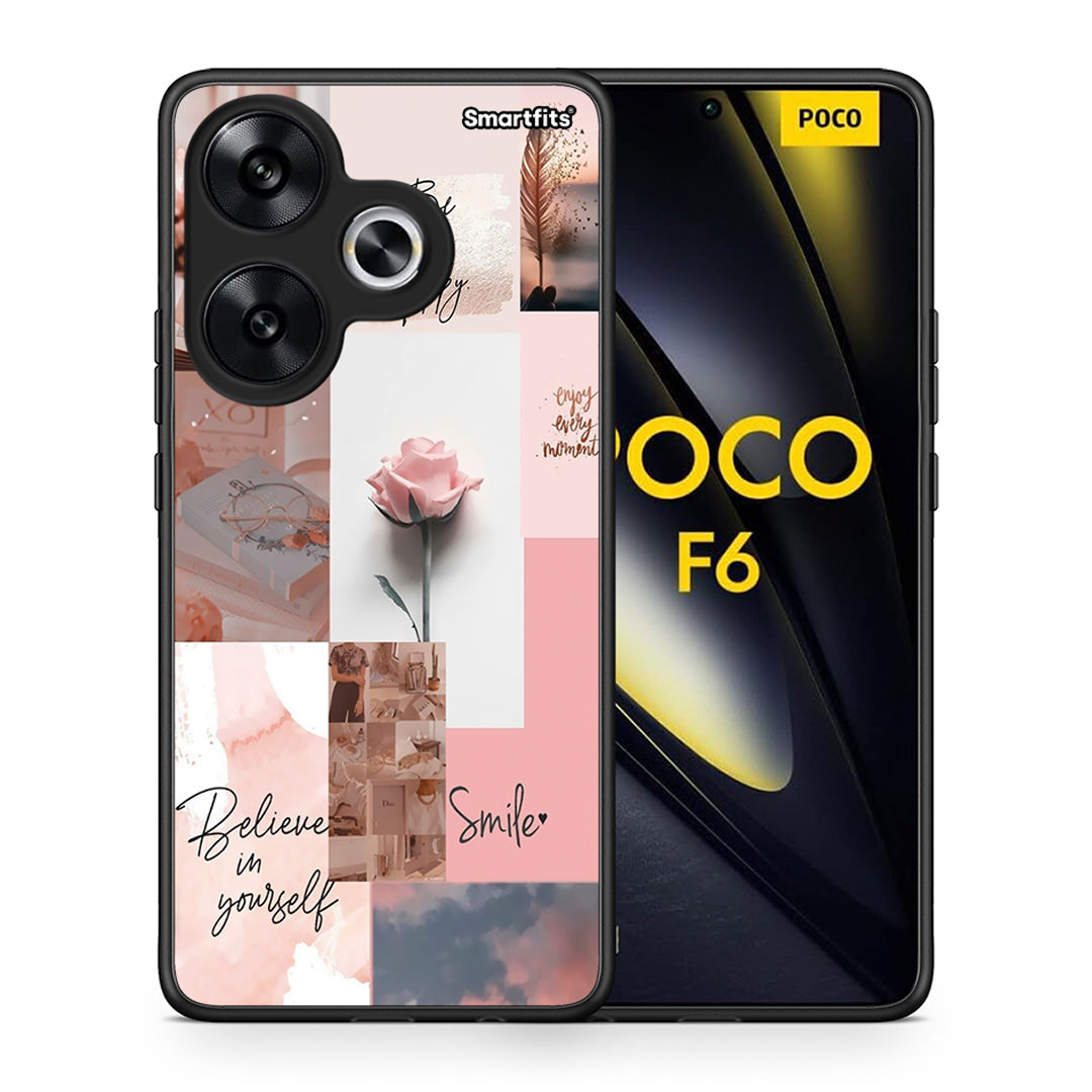 Θήκη Xiaomi Poco F6 Aesthetic Collage από τη Smartfits με σχέδιο στο πίσω μέρος και μαύρο περίβλημα | Xiaomi Poco F6 Aesthetic Collage case with colorful back and black bezels