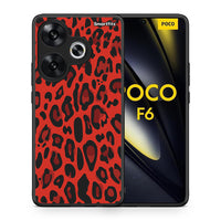 Thumbnail for Θήκη Xiaomi Poco F6 Red Leopard Animal από τη Smartfits με σχέδιο στο πίσω μέρος και μαύρο περίβλημα | Xiaomi Poco F6 Red Leopard Animal case with colorful back and black bezels