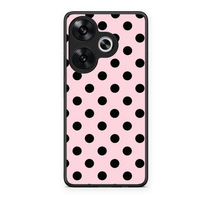 Θήκη Xiaomi Poco F6 Black Polka Dots on Pink από τη Smartfits με σχέδιο στο πίσω μέρος και μαύρο περίβλημα | Xiaomi Poco F6 Black Polka Dots on Pink case with colorful back and black bezels