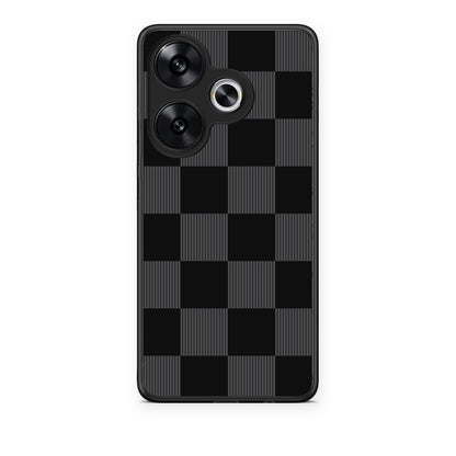 Θήκη Xiaomi Poco F6 Black and Charcoal Striped Checks από τη Smartfits με σχέδιο στο πίσω μέρος και μαύρο περίβλημα | Xiaomi Poco F6 Black and Charcoal Striped Checks case with colorful back and black bezels