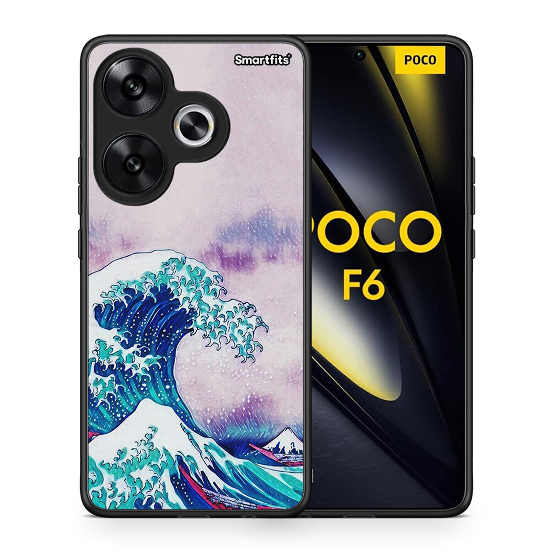 Θήκη Xiaomi Poco F6 Blue Waves από τη Smartfits με σχέδιο στο πίσω μέρος και μαύρο περίβλημα | Xiaomi Poco F6 Blue Waves case with colorful back and black bezels