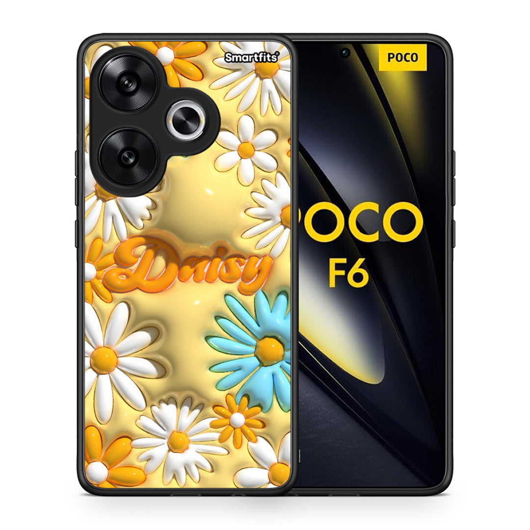 Θήκη Xiaomi Poco F6 Bubble Daisies από τη Smartfits με σχέδιο στο πίσω μέρος και μαύρο περίβλημα | Xiaomi Poco F6 Bubble Daisies case with colorful back and black bezels