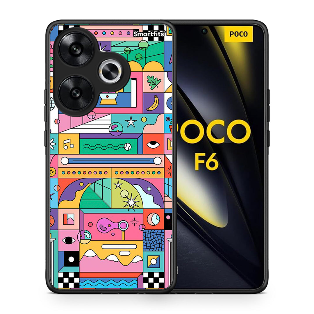 Θήκη Xiaomi Poco F6 Bubbles Soap από τη Smartfits με σχέδιο στο πίσω μέρος και μαύρο περίβλημα | Xiaomi Poco F6 Bubbles Soap case with colorful back and black bezels