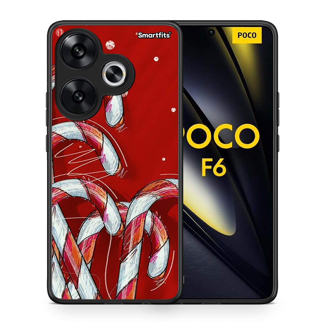 Θήκη Xiaomi Poco F6 Candy Cane από τη Smartfits με σχέδιο στο πίσω μέρος και μαύρο περίβλημα | Xiaomi Poco F6 Candy Cane case with colorful back and black bezels