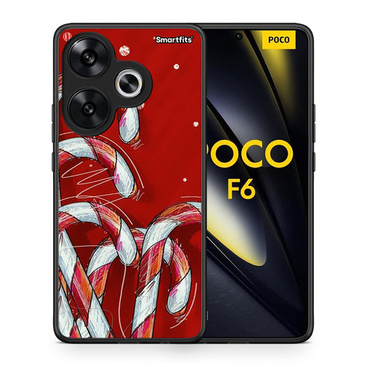 Θήκη Xiaomi Poco F6 Candy Cane από τη Smartfits με σχέδιο στο πίσω μέρος και μαύρο περίβλημα | Xiaomi Poco F6 Candy Cane case with colorful back and black bezels