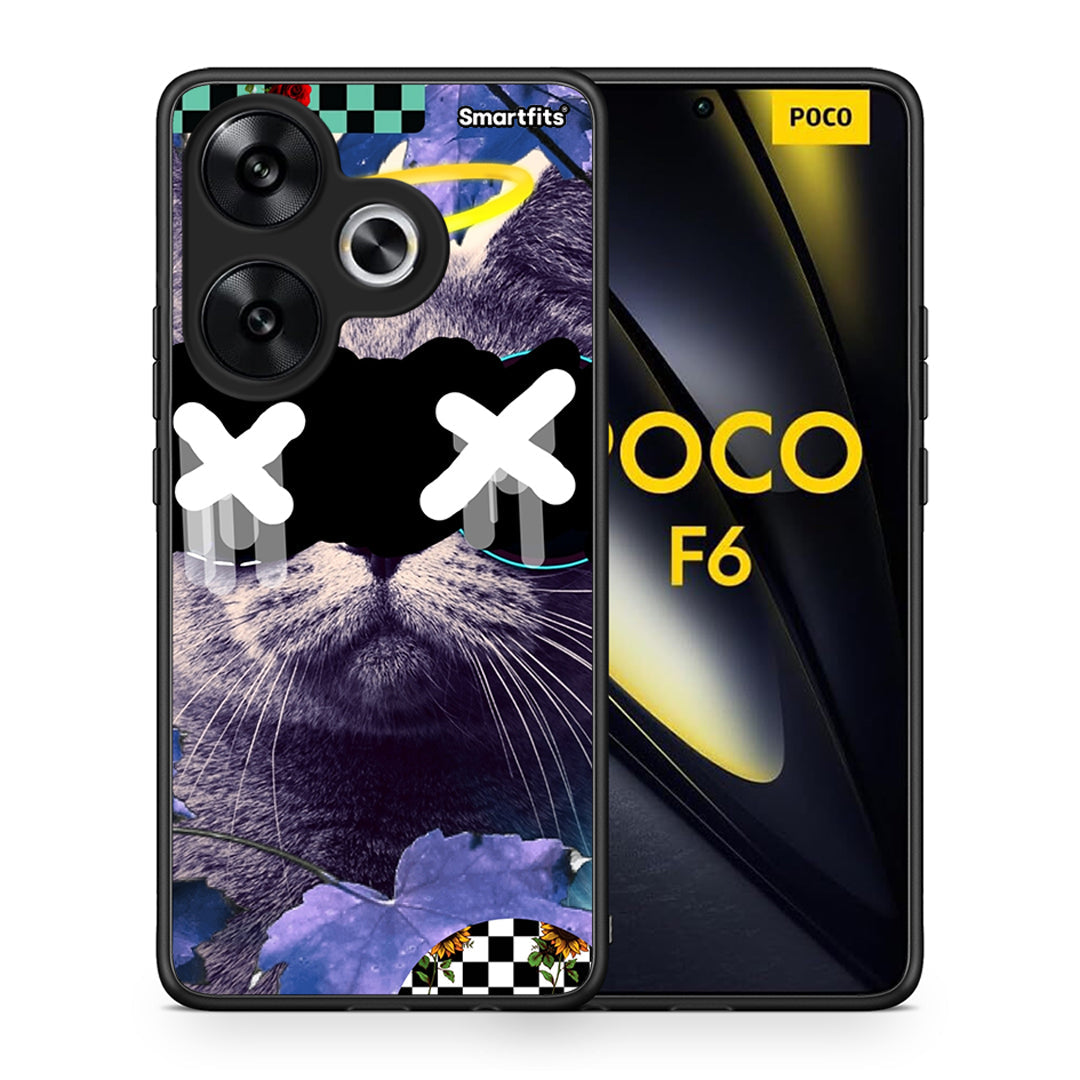 Θήκη Xiaomi Poco F6 Cat Collage από τη Smartfits με σχέδιο στο πίσω μέρος και μαύρο περίβλημα | Xiaomi Poco F6 Cat Collage case with colorful back and black bezels