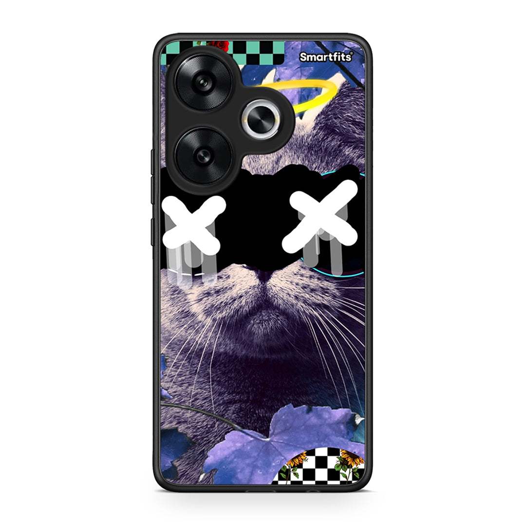 Xiaomi Poco F6 Cat Collage θήκη από τη Smartfits με σχέδιο στο πίσω μέρος και μαύρο περίβλημα | Smartphone case with colorful back and black bezels by Smartfits