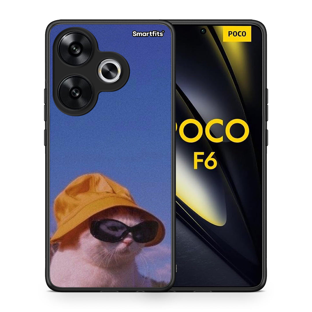 Θήκη Xiaomi Poco F6 Cat Diva από τη Smartfits με σχέδιο στο πίσω μέρος και μαύρο περίβλημα | Xiaomi Poco F6 Cat Diva case with colorful back and black bezels