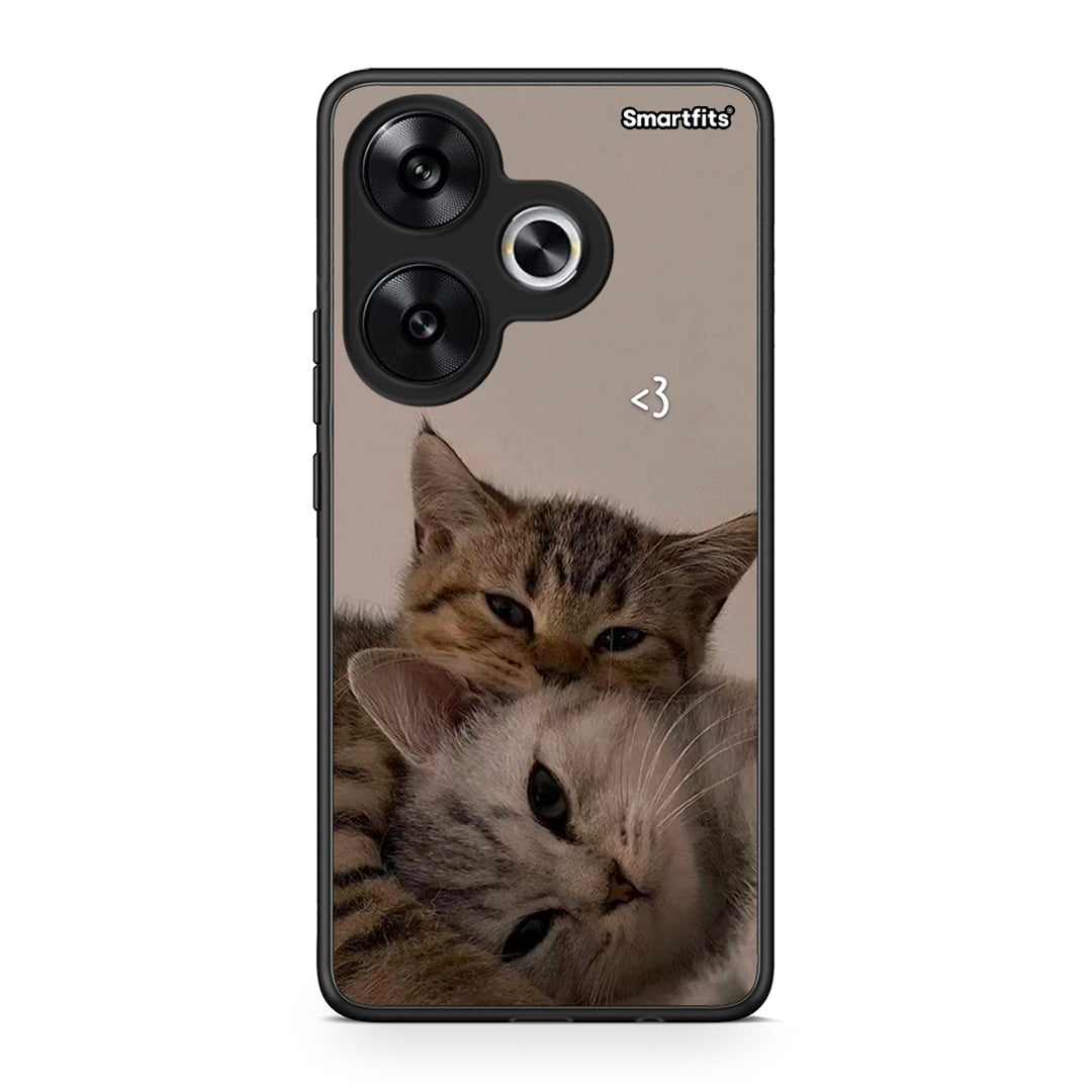 Xiaomi Poco F6 Cats In Love Θήκη από τη Smartfits με σχέδιο στο πίσω μέρος και μαύρο περίβλημα | Smartphone case with colorful back and black bezels by Smartfits