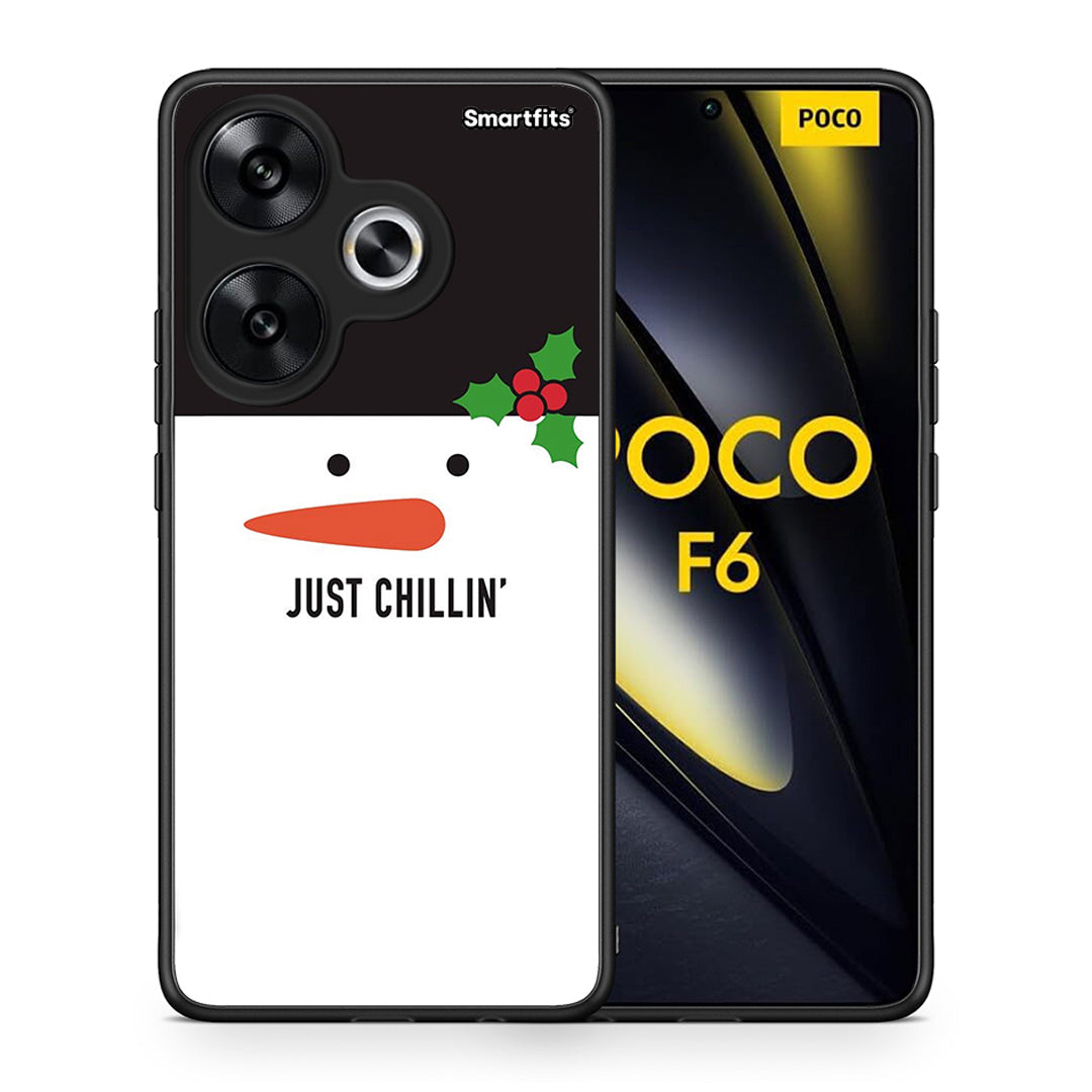 Θήκη Xiaomi Poco F6 Christmas Chillin από τη Smartfits με σχέδιο στο πίσω μέρος και μαύρο περίβλημα | Xiaomi Poco F6 Christmas Chillin case with colorful back and black bezels