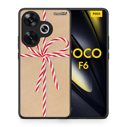 Θήκη Xiaomi Poco F6 Christmas Gift από τη Smartfits με σχέδιο στο πίσω μέρος και μαύρο περίβλημα | Xiaomi Poco F6 Christmas Gift case with colorful back and black bezels