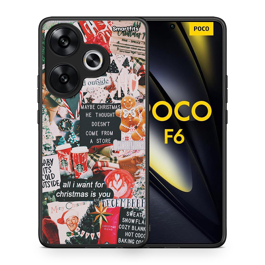 Θήκη Xiaomi Poco F6 Christmas Happiness από τη Smartfits με σχέδιο στο πίσω μέρος και μαύρο περίβλημα | Xiaomi Poco F6 Christmas Happiness case with colorful back and black bezels
