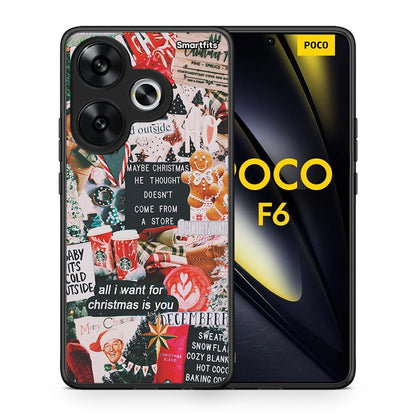 Θήκη Xiaomi Poco F6 Christmas Happiness από τη Smartfits με σχέδιο στο πίσω μέρος και μαύρο περίβλημα | Xiaomi Poco F6 Christmas Happiness case with colorful back and black bezels