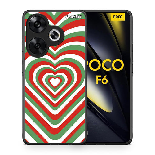 Θήκη Xiaomi Poco F6 Christmas Hearts από τη Smartfits με σχέδιο στο πίσω μέρος και μαύρο περίβλημα | Xiaomi Poco F6 Christmas Hearts case with colorful back and black bezels
