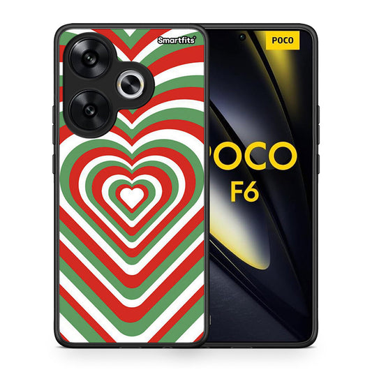 Θήκη Xiaomi Poco F6 Christmas Hearts από τη Smartfits με σχέδιο στο πίσω μέρος και μαύρο περίβλημα | Xiaomi Poco F6 Christmas Hearts case with colorful back and black bezels