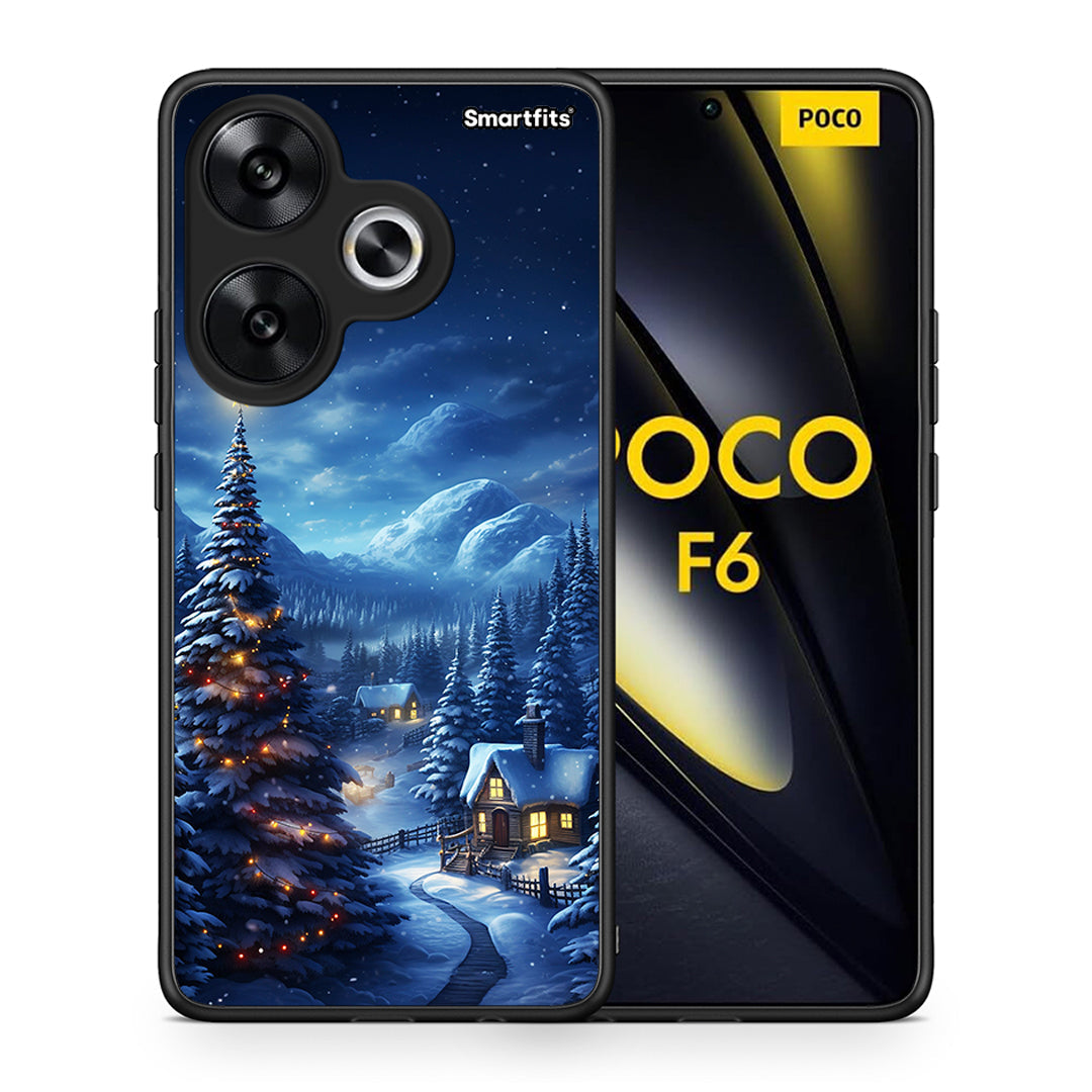 Θήκη Xiaomi Poco F6 Christmas Scenery από τη Smartfits με σχέδιο στο πίσω μέρος και μαύρο περίβλημα | Xiaomi Poco F6 Christmas Scenery case with colorful back and black bezels