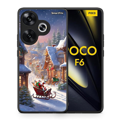 Θήκη Xiaomi Poco F6 Christmas Snow από τη Smartfits με σχέδιο στο πίσω μέρος και μαύρο περίβλημα | Xiaomi Poco F6 Christmas Snow case with colorful back and black bezels