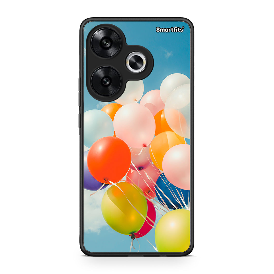 Xiaomi Poco F6 Colorful Balloons θήκη από τη Smartfits με σχέδιο στο πίσω μέρος και μαύρο περίβλημα | Smartphone case with colorful back and black bezels by Smartfits
