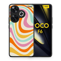 Thumbnail for Θήκη Xiaomi Poco F6 Colourful Waves από τη Smartfits με σχέδιο στο πίσω μέρος και μαύρο περίβλημα | Xiaomi Poco F6 Colourful Waves case with colorful back and black bezels