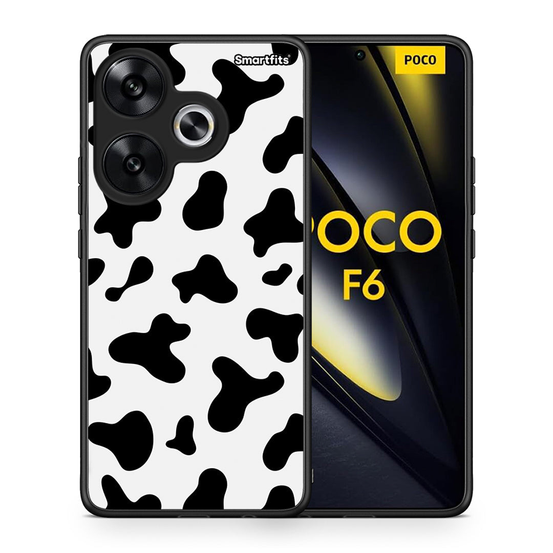 Θήκη Xiaomi Poco F6 Cow Print από τη Smartfits με σχέδιο στο πίσω μέρος και μαύρο περίβλημα | Xiaomi Poco F6 Cow Print case with colorful back and black bezels